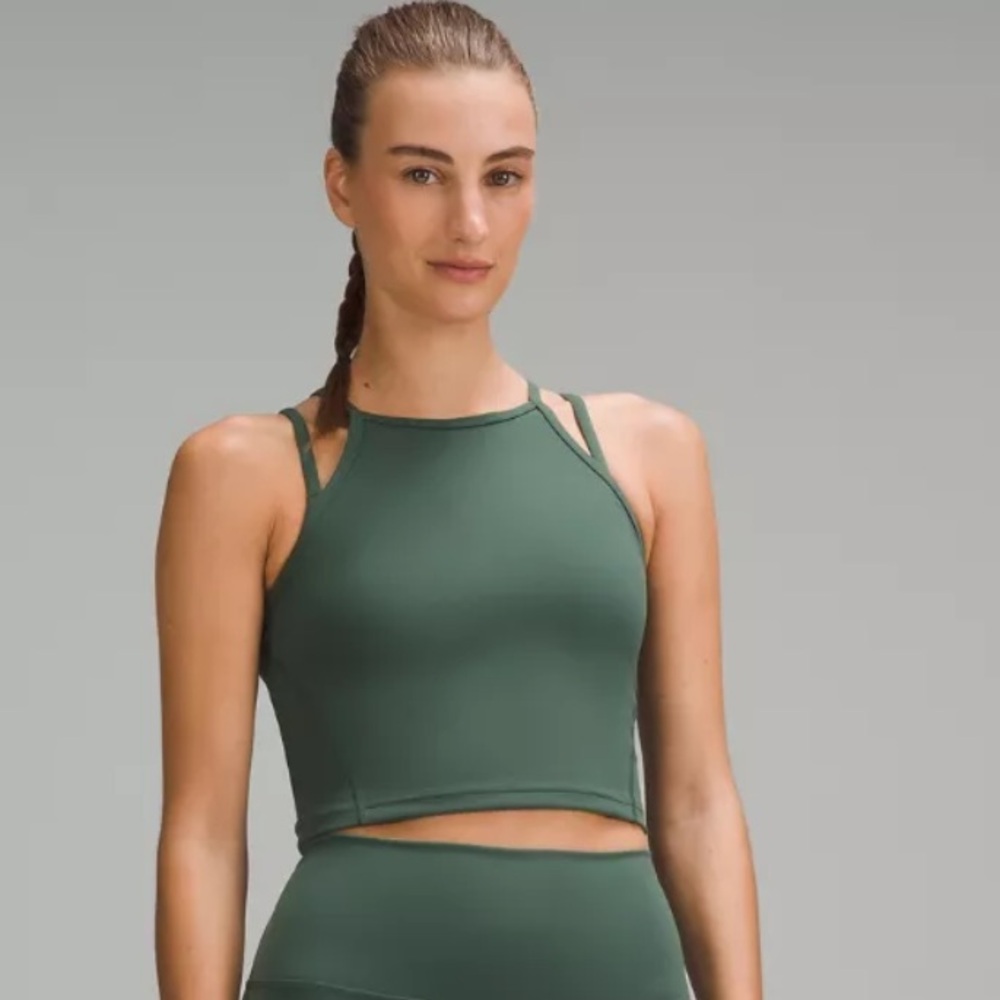 Lululemon Wunder Train High Neck Cross Back Tank - Dark Forest